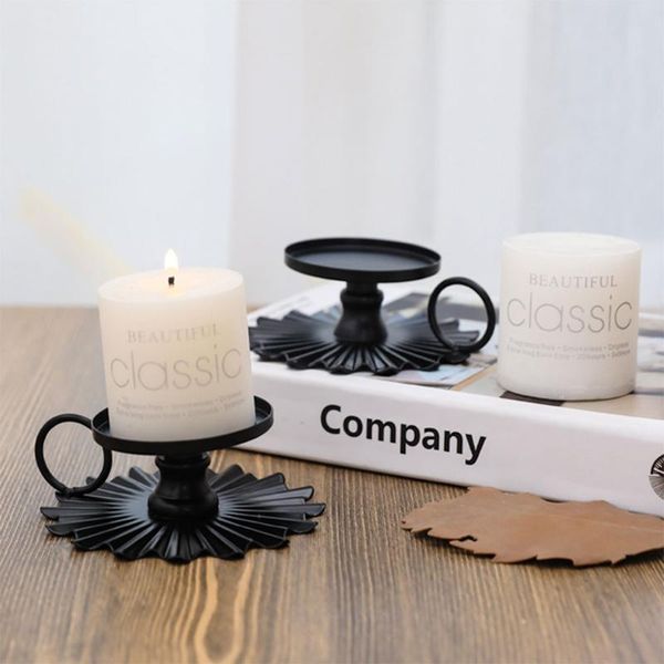 

candle holders 2 pcs pillar centerpieces for table black retro metal candlesticks decor props home christmas holiday
