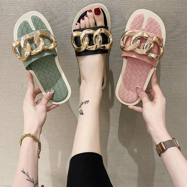 

slippers 2021 summer indoor square toe flat solid women sandals outdoor beach ladies slides ytmtloy house zapatilla, Black