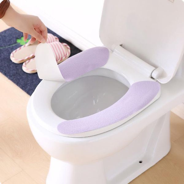 

toilet seat covers 2pairs washable bathroom warm plush filling soft health sticky household mat cover pad reuseable