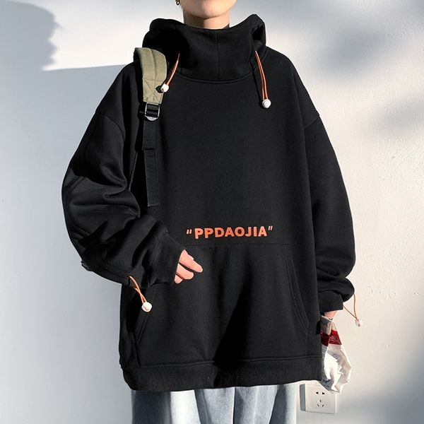 

men's hooded ins spring autumn couple fashion brand casual loose sweater men, Black