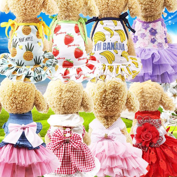 

summer thin dog cloth cat teddy bomei suspender vt sleevels pet mini skirt