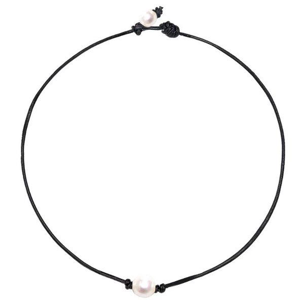 

pendant necklaces pearl choker necklace for women leather jewelry handmade, Silver