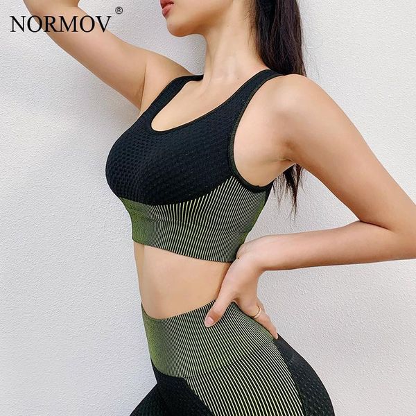 

bras normov women push up seamless sports bra workout female sport crop fitness active wear for gym brassiere women's sportswear, Red;black