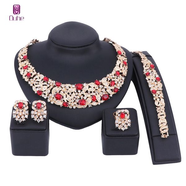 

jewelry sets bohemia crystal brides gold silver color rhinestone necklace set wedding for women bridal party anniversary, Black