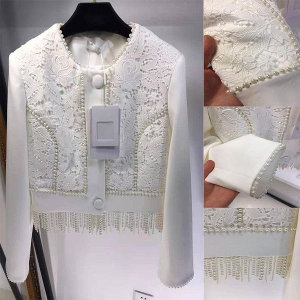 

women's jackets 2021 product labor-intensive lace beaded tassel short coat vintage high street fashion casual elegant ladies, Black;brown