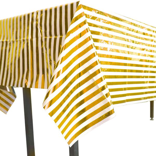 

new striped picnic party decoration disposable table layout gold tablecloth