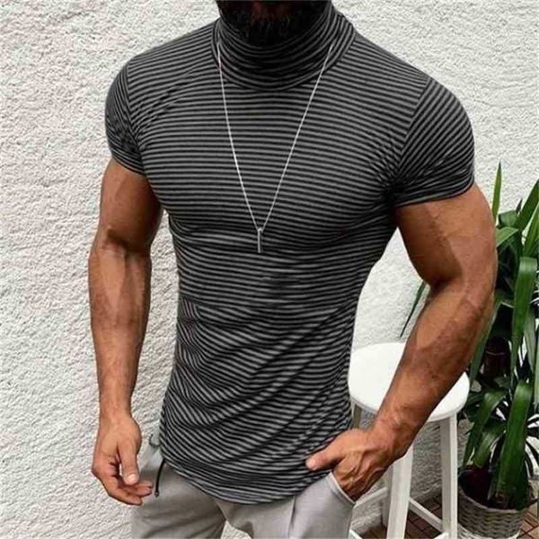

men's t-shirts clothes mens striped turtleneck tshirts summer stylish fashion street tees short sleeved 6uvr, White;black