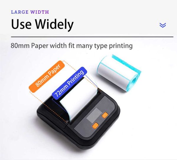

printers 80mm thermal receipt & label printer usb+bluetooth interface portable wireless maker 2 in 1 mini