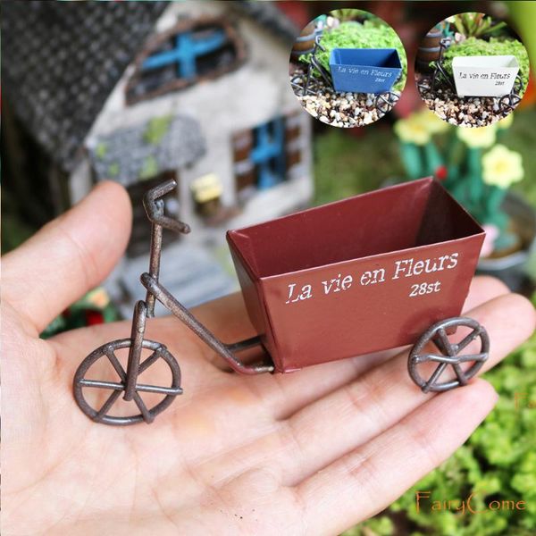 

miniature tricycle fairy garden ornaments mini plant pot metal craft decoration accessories wagon decorative objects & figurines