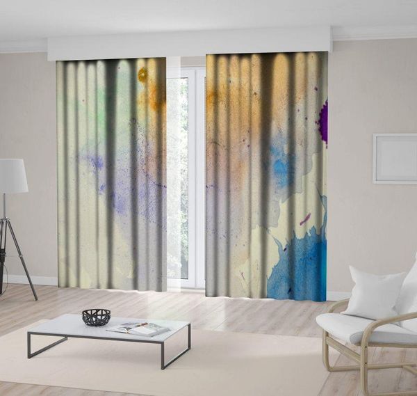 

curtain & drapes sea and land view from the sky landscape nature theme watercolor artwork printed blue beige
