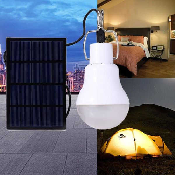 

smart home control outdoor 12 led solar bulb portable powered light with hanging hook emergency energy saving for camping tent