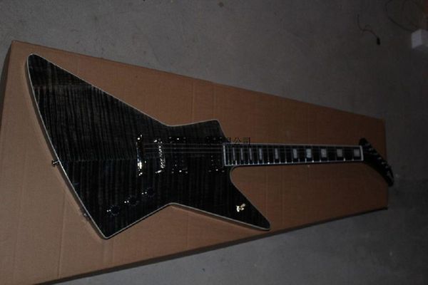 

shipping new electric guitar black alien active pickups guitar pearl blocked ebony fingerboard @15