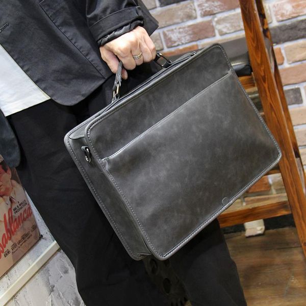 

briefcases lebsge men's crazy horse pu leather casual handbag shoulder bag briefcase personality business messenger file
