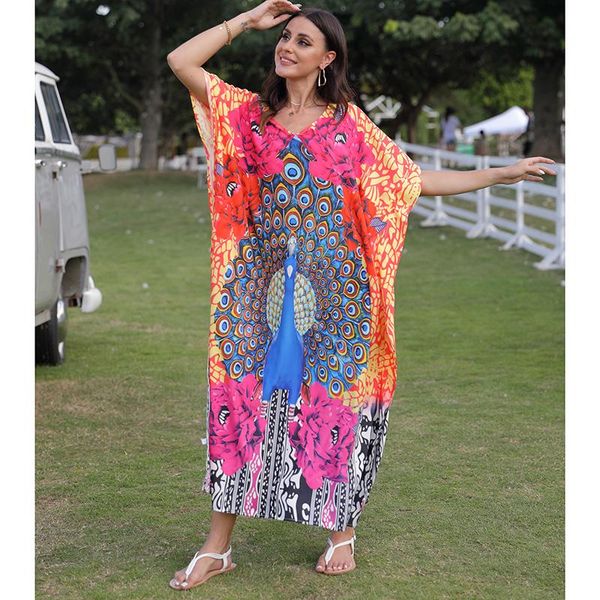 

women's swimwear neue bÃ¶hmische kleid druck pfau strand cover up plus grÃ¶Ãe robe de plage frauen maxi bademode badeanzug sarong, White;black