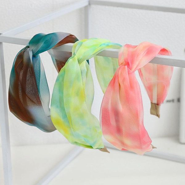 

hair accessories 2021 fashion tie dye printing girl headband for women turban cross knot headwear summer casual band