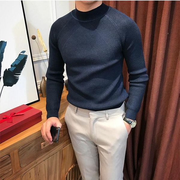 

men's sweaters autumn men winter fashion solid color warm pullovers male long sleeve slim jumpers knitted sweater o369, White;black
