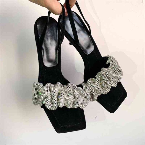 

star new super fairy square slippers in spring and summer of 2021, Black