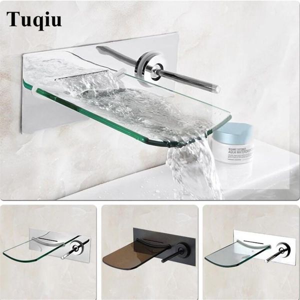 

bathroom sink faucets led lavatory basin faucet brass in-wall waterfall and cold mixer single lever chrome