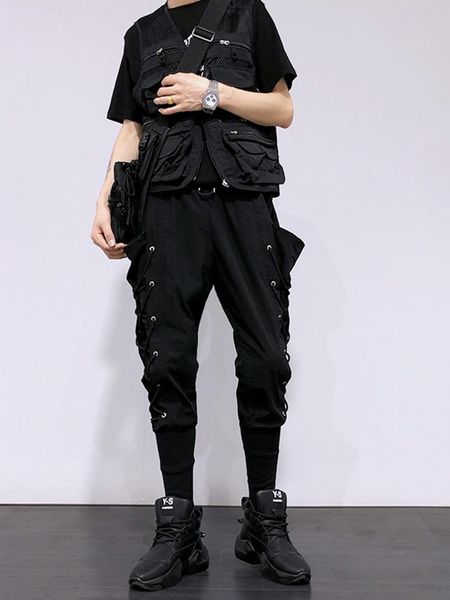 

men's pants male fashion black original design personality harem autumn small feet hair stylist casual trousers