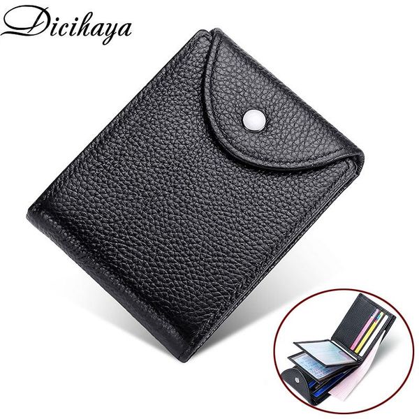 

wallets dicihaya men's short wallet cowhide vertical genuine leather driving license bag card sets, Red;black