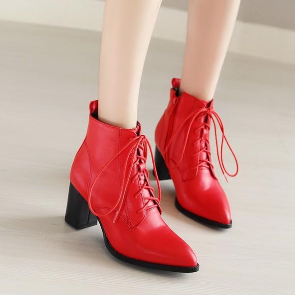 

boots big size 11 12 13 14 15 16 17 tipped front lace boots, thick heel side zipper and ankle, Black