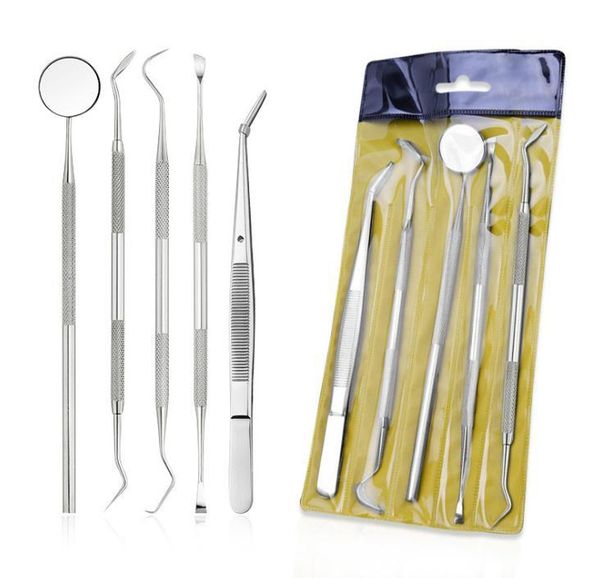 

professional hand tool sets 5pcs dental mirror stainless steel set mouth kit pick dentist prepare