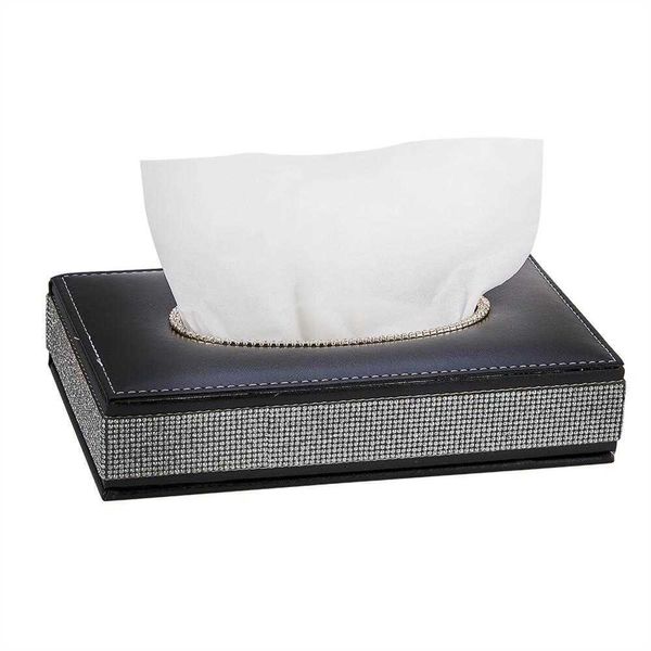 

pu car tissue boxes with rhinestone block type napkin paper holder