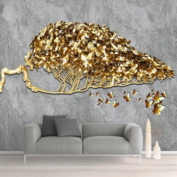 

wallpapers milofi custom large wallpaper mural golden money tree nordic gold foil 3d background wall decoration painting