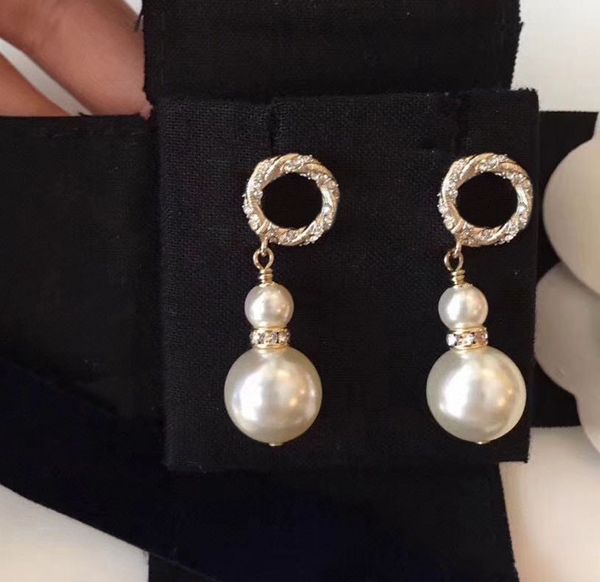 

sell fashion pearl stud earrings for lady women party wedding lovers gift engagement jewelry with box lz108., Golden;silver