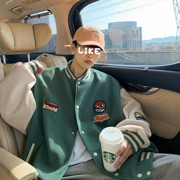 

baseball et men's hip hop trendy et loose and versatile casual coat, Black;brown