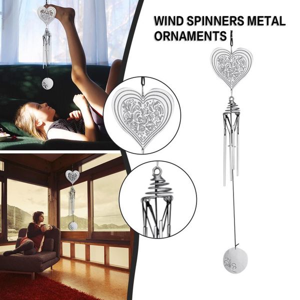 

3d metal heart shaped wind spinner ornament outdoor garden decor rotating wind chimes hanging ornaments home yard decoration