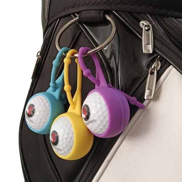 

golf silicone ball sleeve long tail perforated clips storage balls protective hung to carry environmental convenient training aids