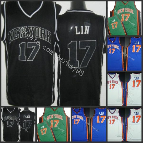 

new york knicks men #17 jeremy lin retro basketball jersey, Black