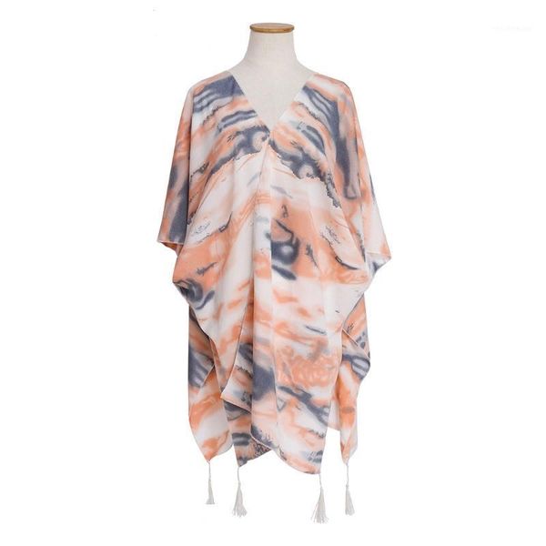 

women's swimwear 40gc women boho multicolor print kimono cover up loose chiffon swimsuit bikini open front cardigan casual blouse beach, White;black