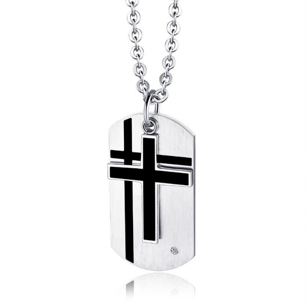 

pendant necklaces 2021 fashion white stainless steel personality two-in-one cross men's chain boy friend gift xl074, Silver
