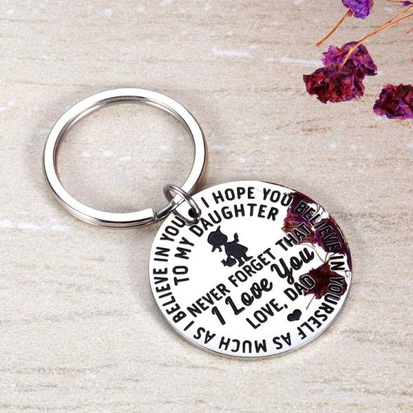 

keychains cerative key chains gifts for her dad to daughter 2021 graduation keychain i hope you believe in yourself ring, Silver