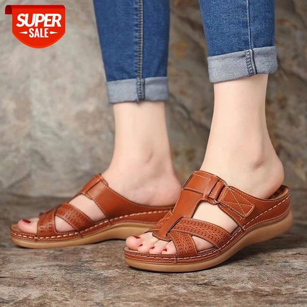 

women slippers shoes comfy romen style flat shoes woman pu ladies slides casual woman light slippers wedge beaches flip flops #7o0d, Black