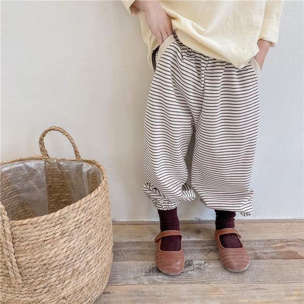 

trousers milancel 2021 autumn kids pants korean striped harem casual, Blue