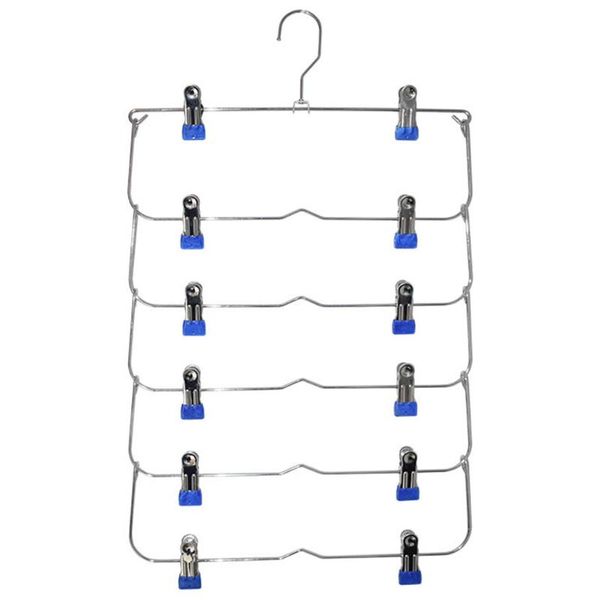 

hangers & racks 6 layer trouser steel closet organizer non-slip foldable pants hanger skirt tie rack wardrobe space saving with clips