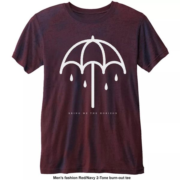 

red bring me the horizon umbrella licensed men t-shirt, White;black