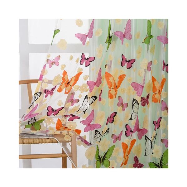 

curtain & drapes butterfly pattern shade offset tulle window door drape for bedroom living room balcony coffee house