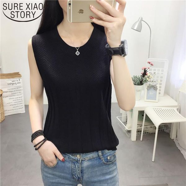 

women's sweaters 2021 off shoulder sweater pullover harajuku crop women o-neck sleeveless solid korean white 3533 50, White;black