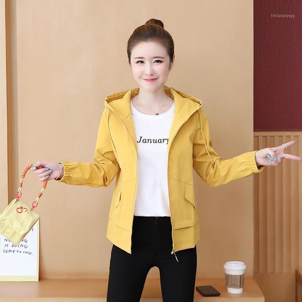 

women's jackets 2021 autumn and winter hooded jacket casual solid color short paragraph fashionable windbreaker h0099, Black;brown