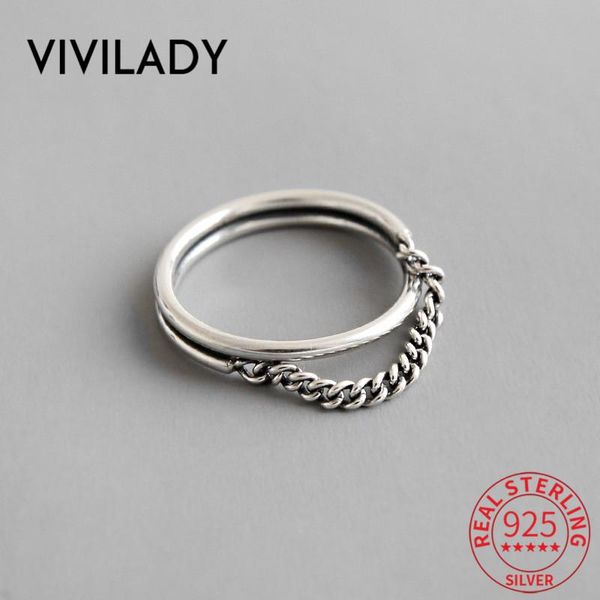 

cluster rings vivilady 925 sterling silver punk double layer round women ring chic ins chain female party jewelry bijoux, Golden;silver
