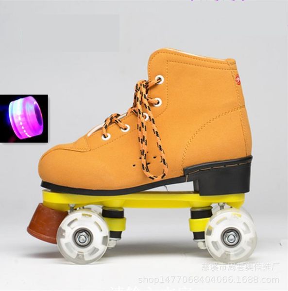 

double line roller skates causal skating shoes for cowhide sneaker flash pu wheel drawstring patins sport inline &