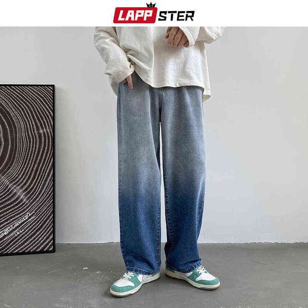 

lappster jean patchwork vintage pour hommes pantalon en denim harajuku mode corenne streetwear y2k 2022 0309, Blue
