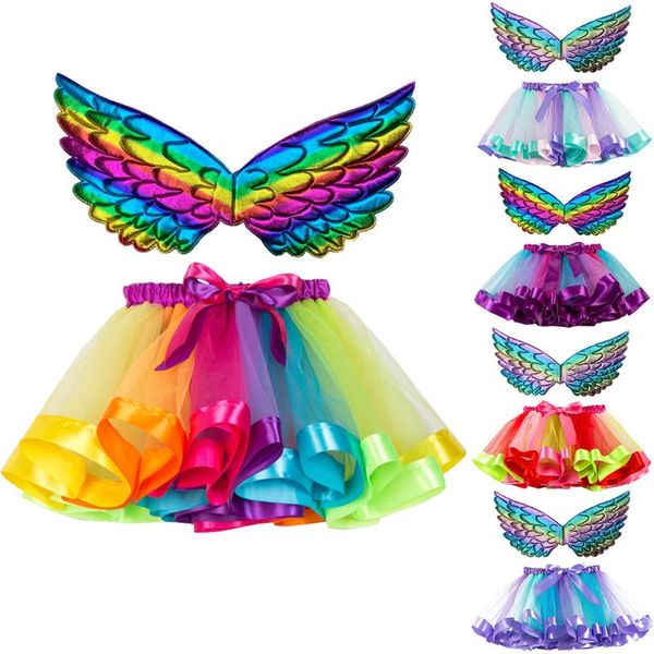 

skirts toddler girl skirt baby clothes winter kids girls tutu christmas party dance ballet costume skirt+wing sets, Blue