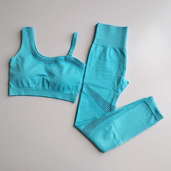 

yoga outfit seamless set women gym clothing sportswear hollow out leggings padded one shoulder sports bra 2 pcs workout clothes