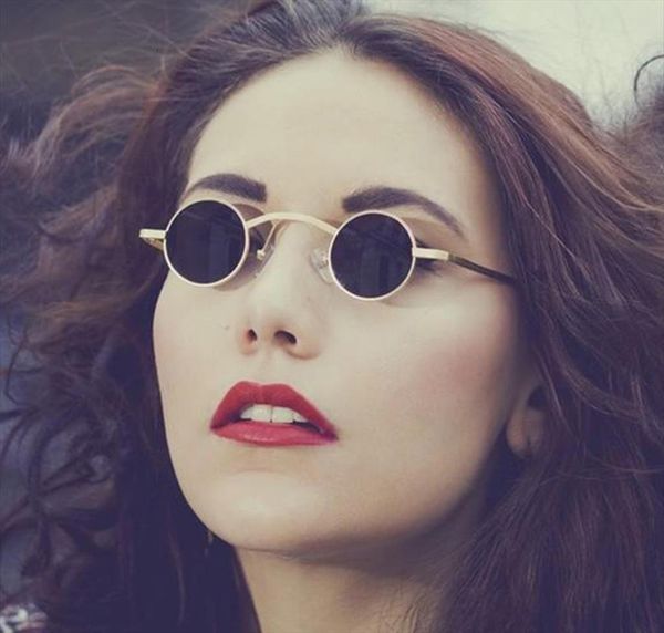 

Fashion Gothic Steampunk Small Round Sunglasses Brand Design Vintage Retro Sun Glasses Oculos De Sol Feminino, White;black