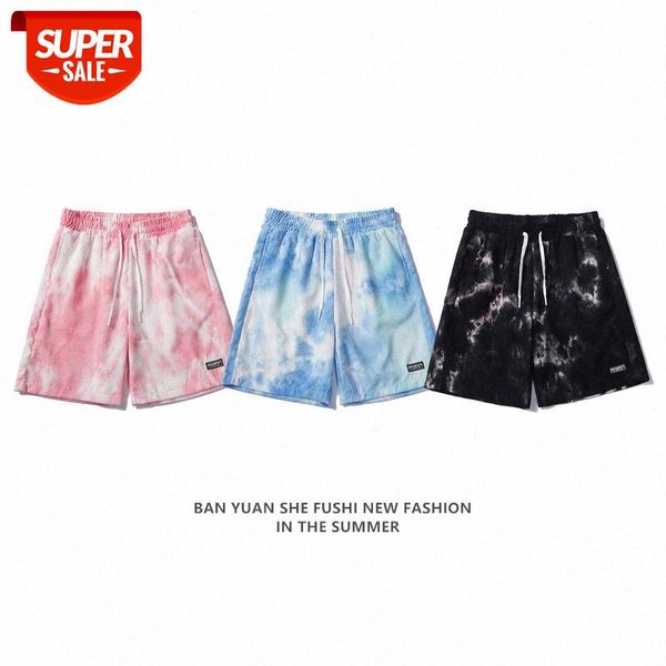 

sakahara club corduroy tie-dye gradient men's casual shorts couples wear loose five-point pants men #sn5r, Black